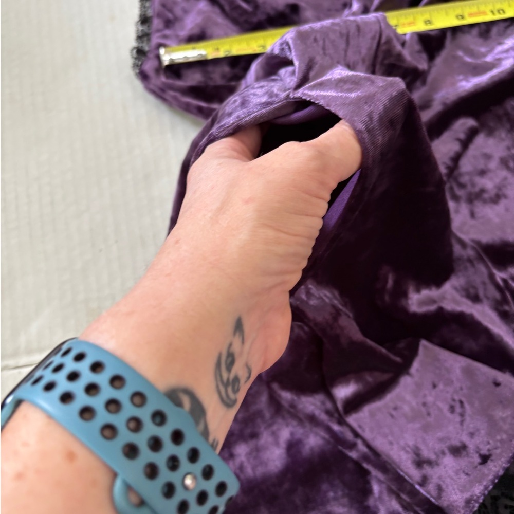 Cosmic Aura Purple Velvet Slip Dress Black Lace And Cross Detail Whimsygoth Sz S - Picture 10 of 11